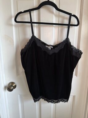 Coldwater Creek Black Lace-Trim Velvet Camisole